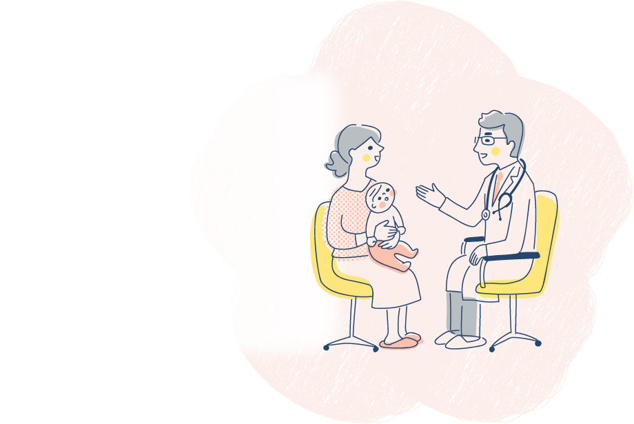 医者に受診する母子